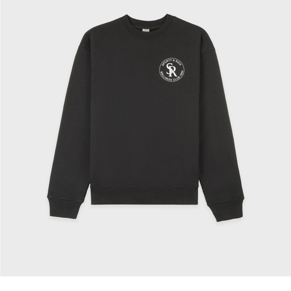 Sporty & Rich Tops - Sporty and Rich wellness club crewneck faded black